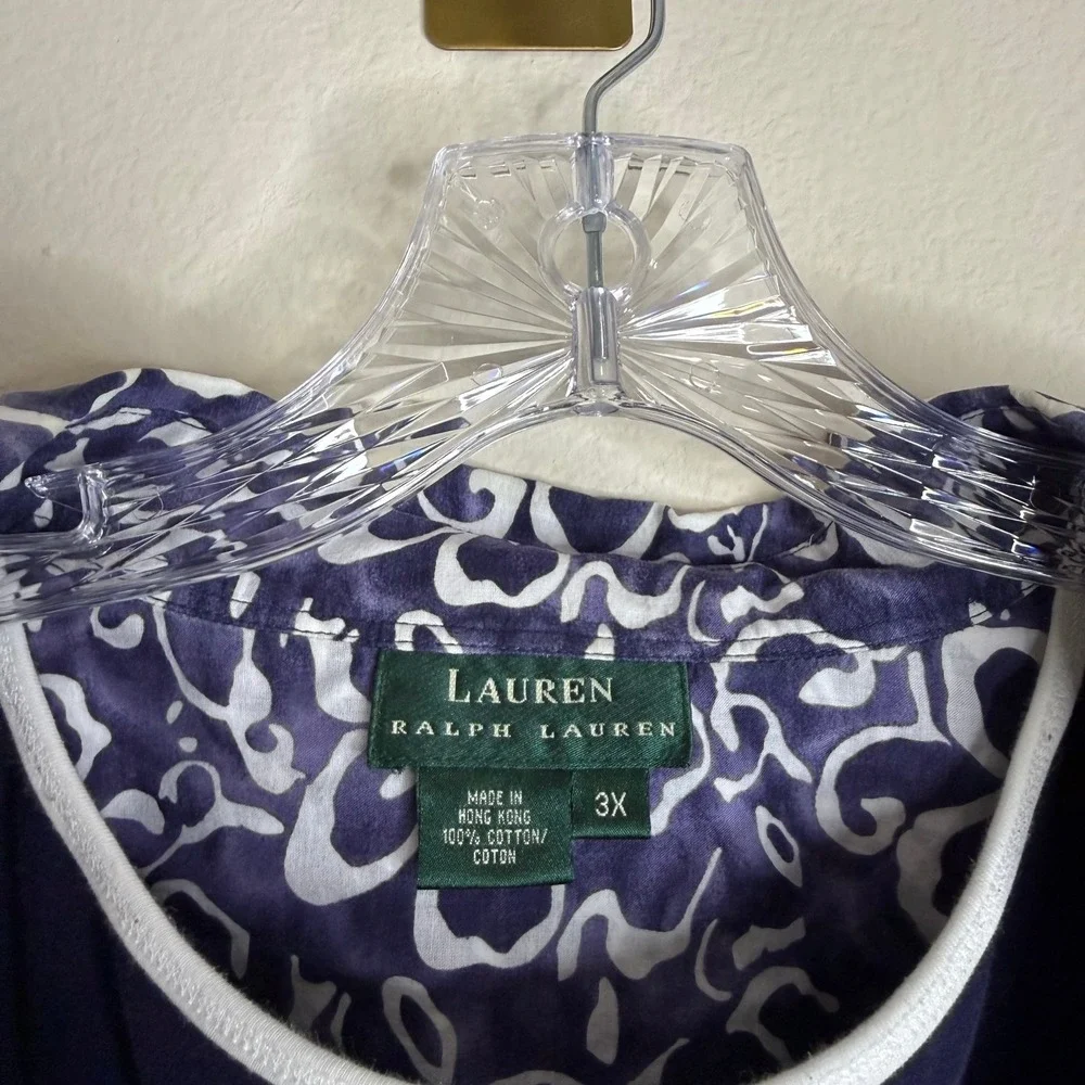 Lauren Ralph Lauren Shirt Set Womens 3X Purple Floral Button Up Tank Top 2pc